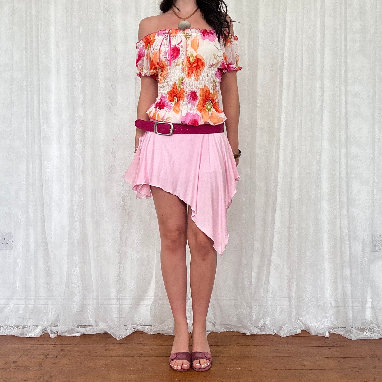 vintage 00s pink fairy hanky hem mini skirt