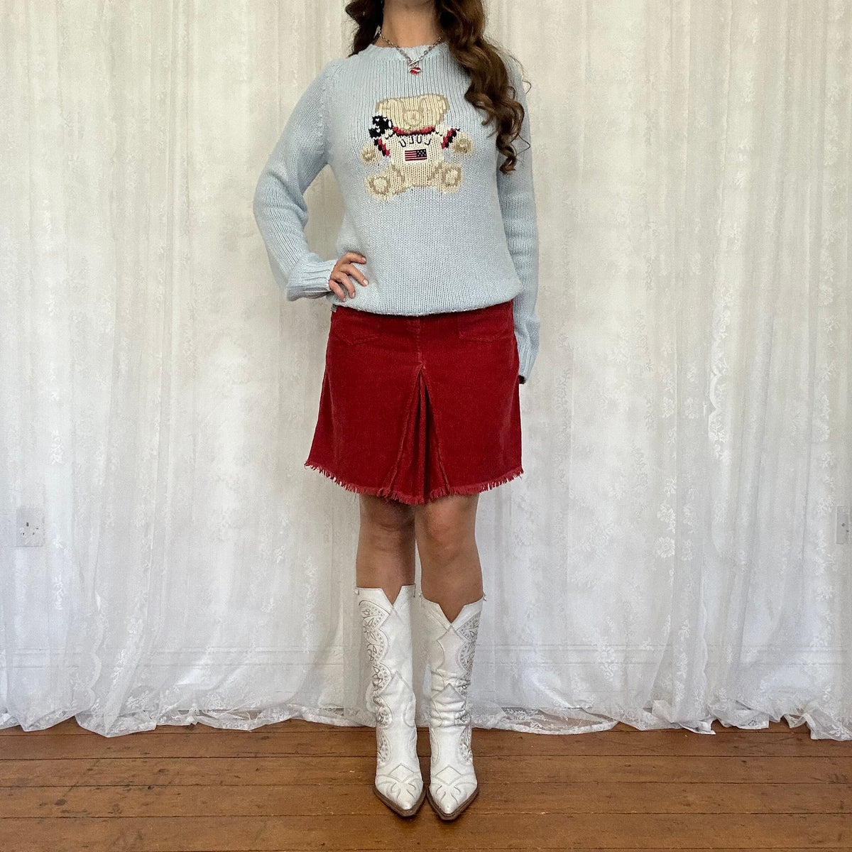 vintage 00s baby blue teddy bear jumper