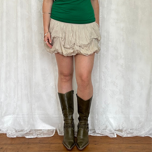 vintage 00s beige draped puff mini skirt