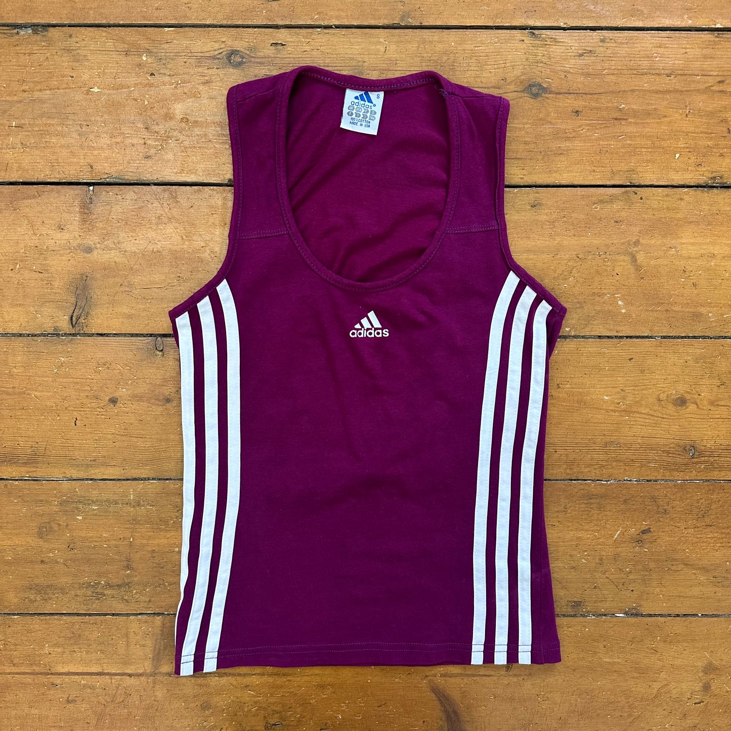 vintage 00s purple fitted adidas vest top