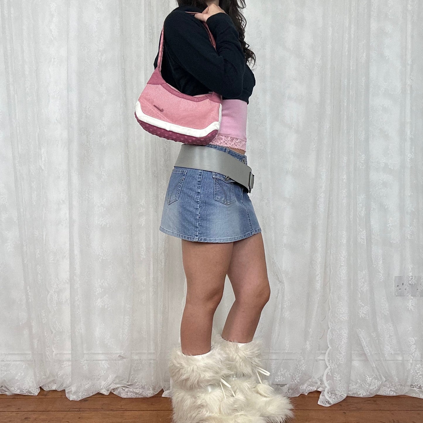 vintage 00s pink Nike mini baguette sneaker sole bag