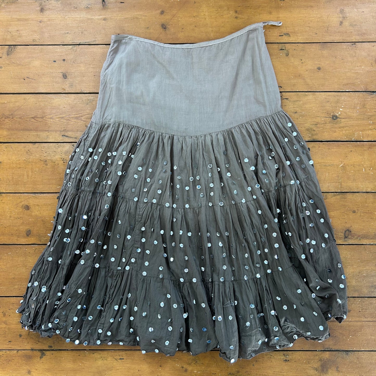 vintage 00s brown ombré sequin midi skirt