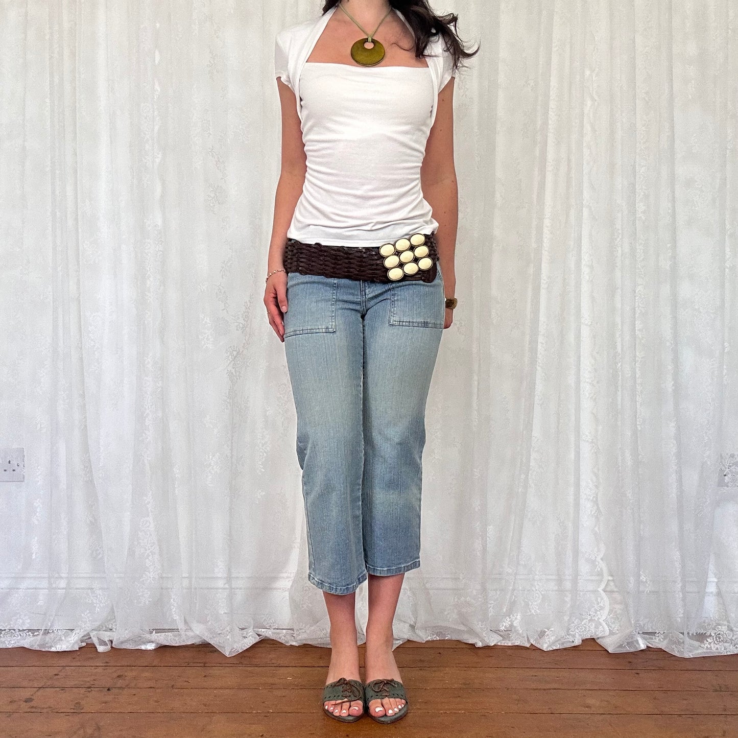 vintage 00s white shrug top