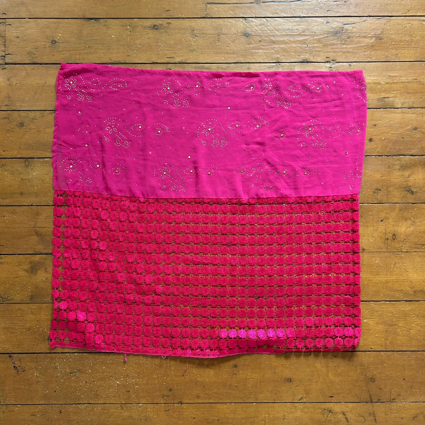 vintage 00s hot pink diamanté shawl / wrap skirt