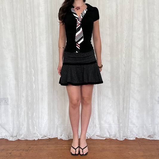 vintage 00s black morgan de toi tie polo top