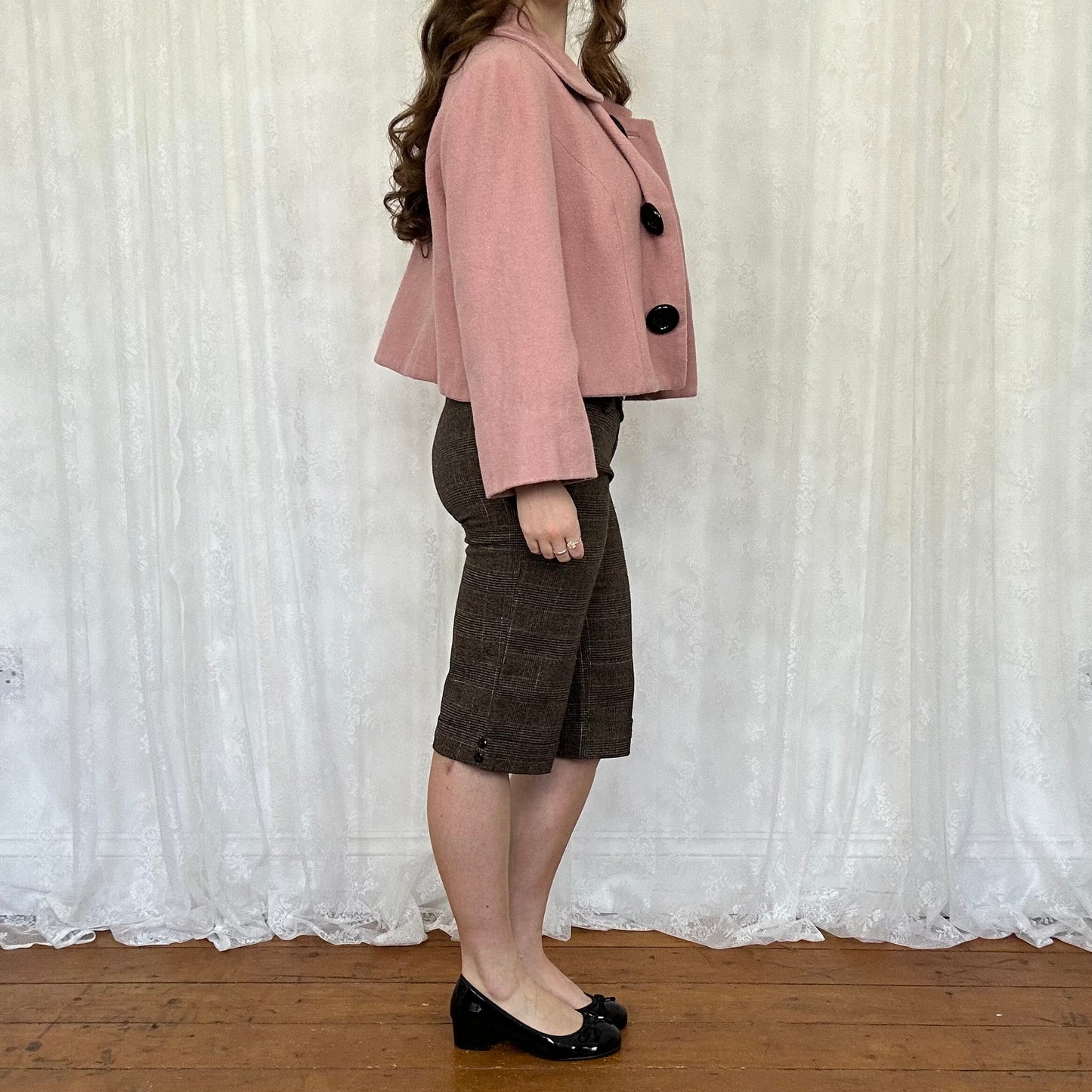 vintage 00s pink button down peacoat