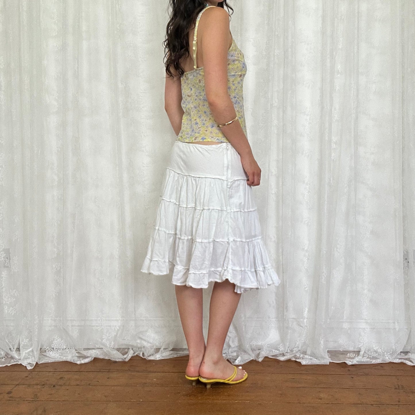 vintage 00s yellow floral intimissimi cami