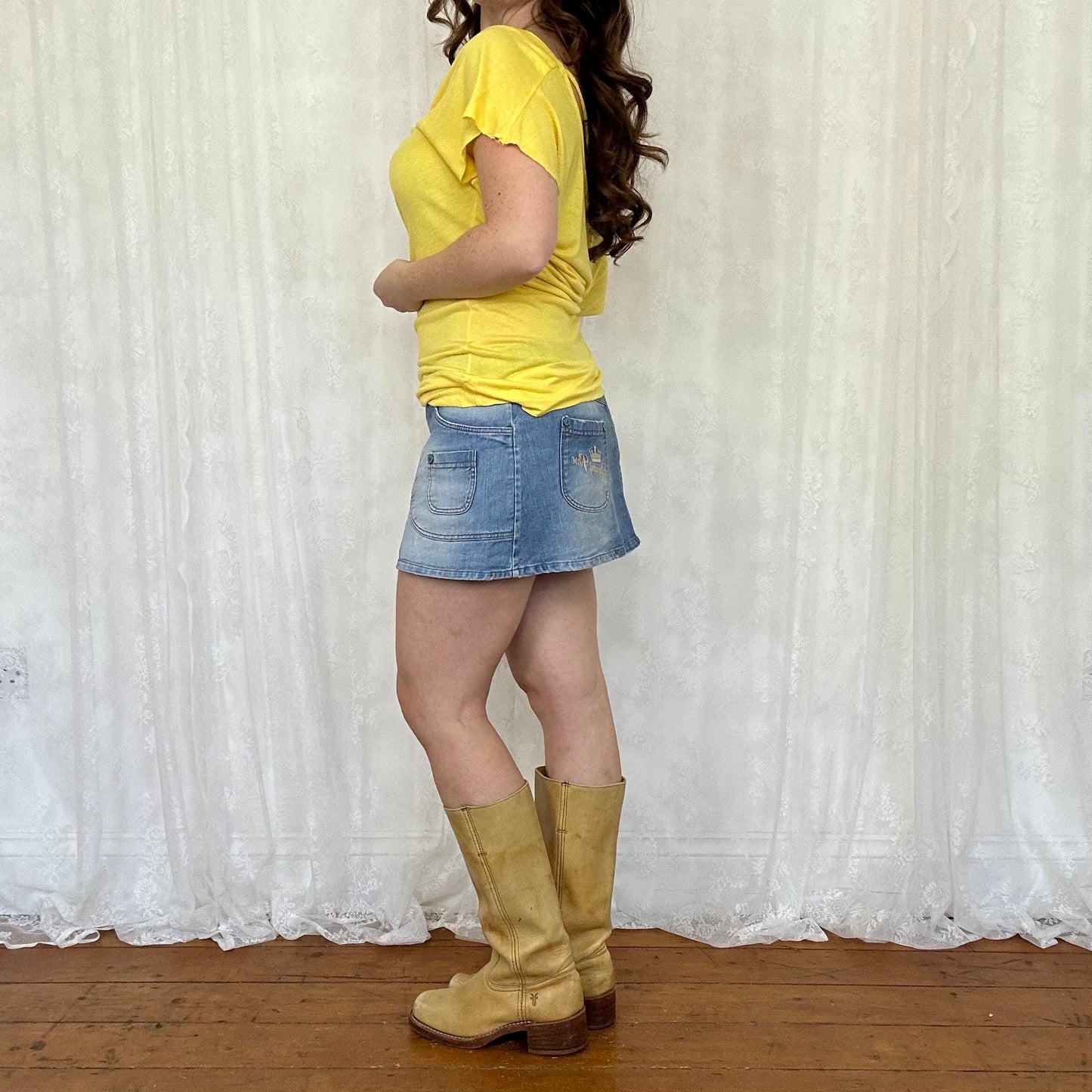 vintage 00s yellow cowl neck top