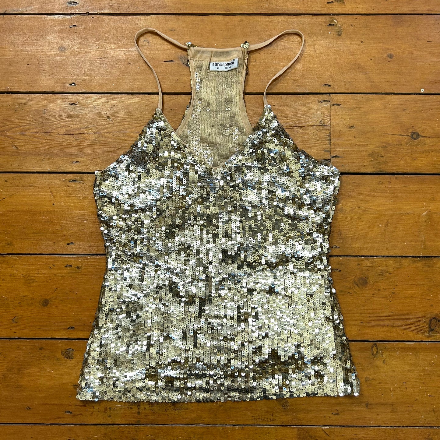 vintage 00s gold sequin cami top