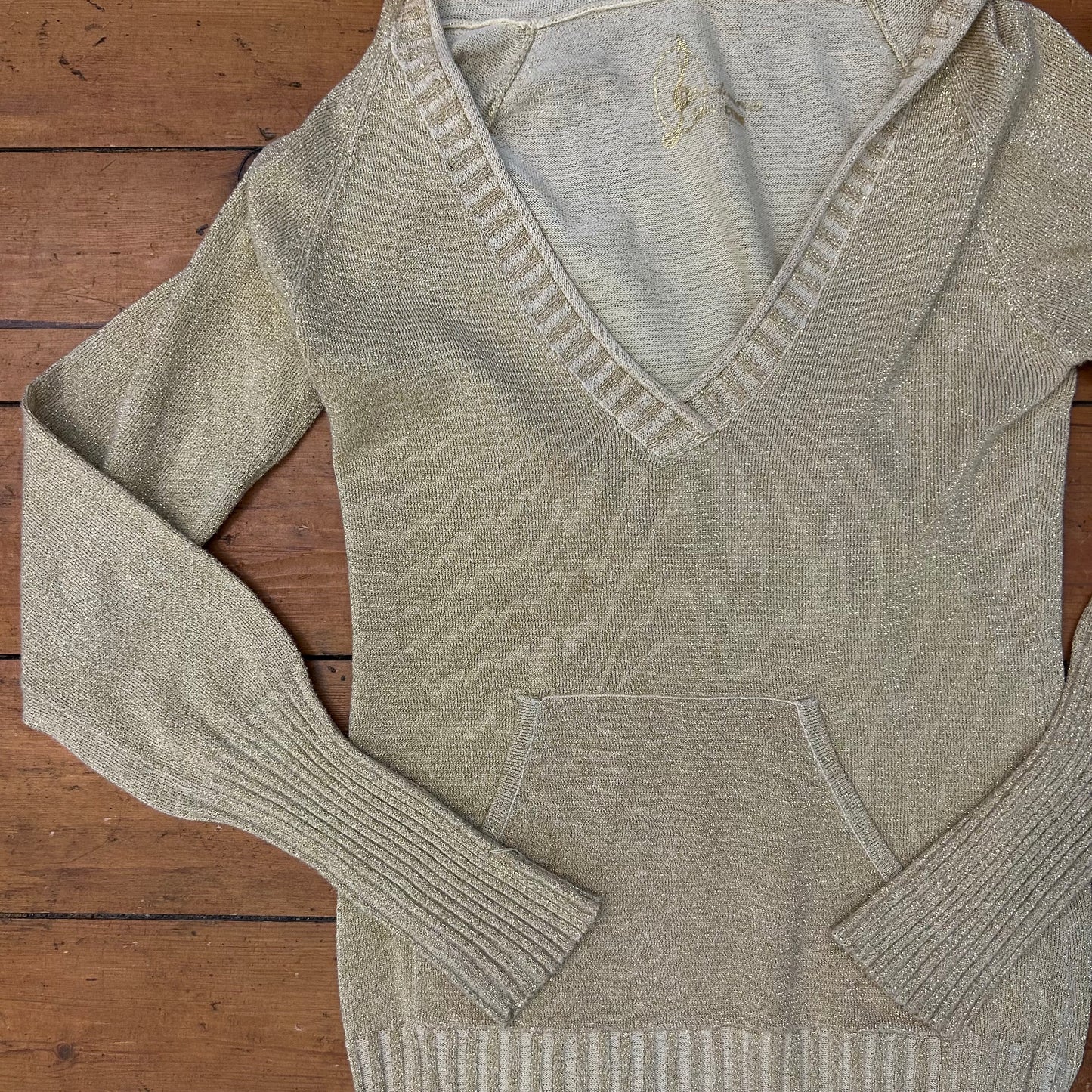 vintage 00s gold glittery hooded top