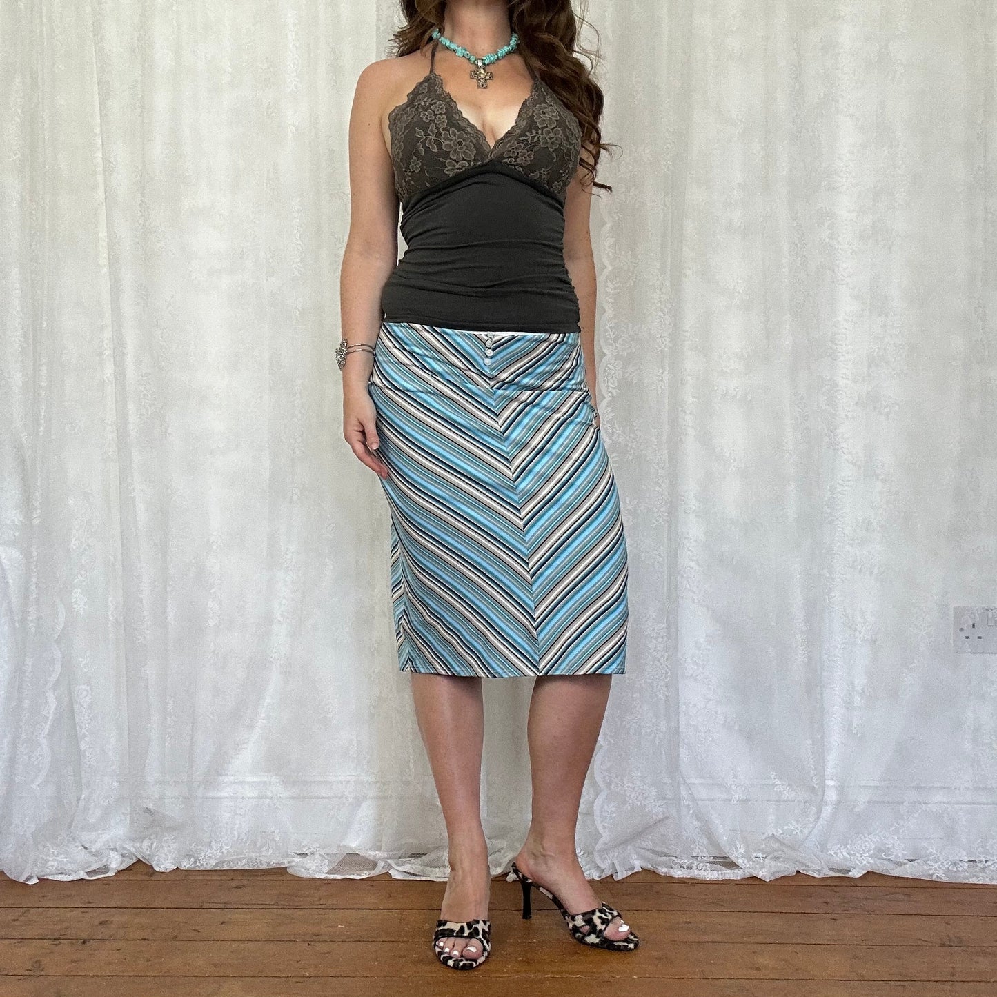 vintage 00s brown lace halter top