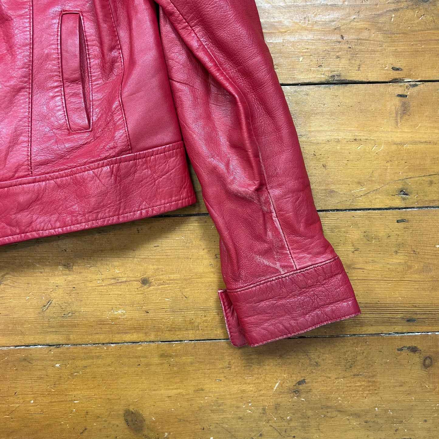 vintage 00s red fitted leather jacket