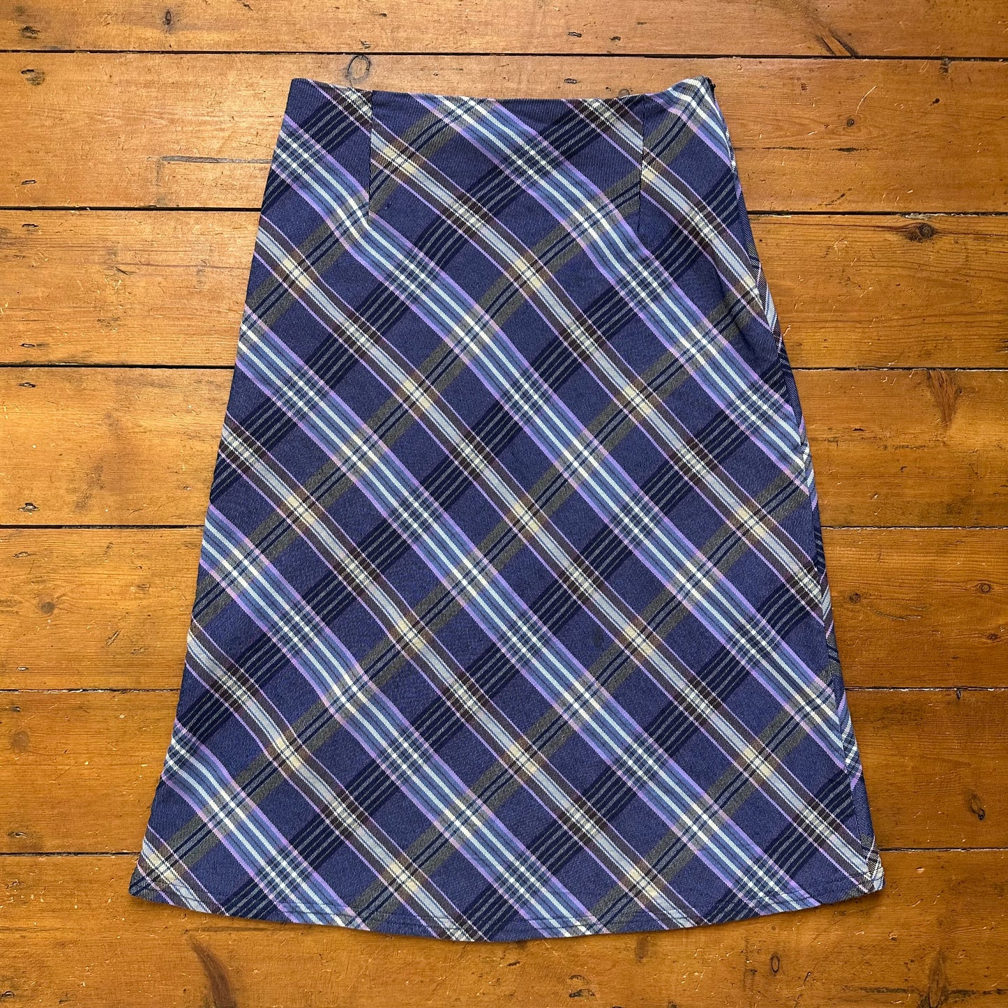 vintage 00s purple checkered midi skirt