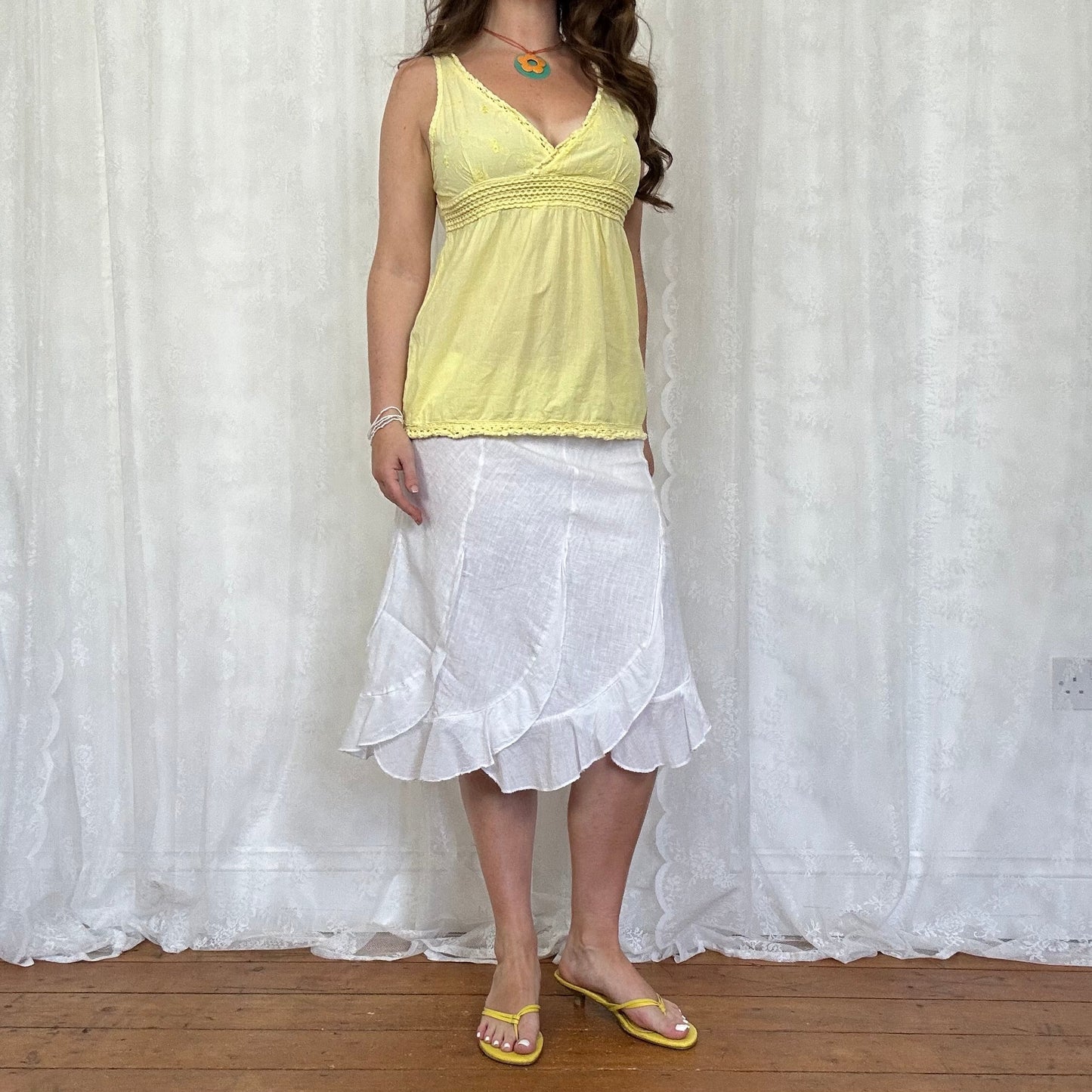 vintage 00s yellow babydoll cami top