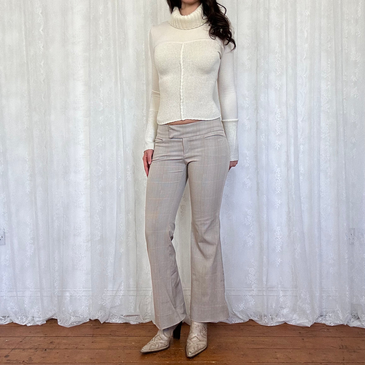 vintage 00s white knitted rollneck jumper