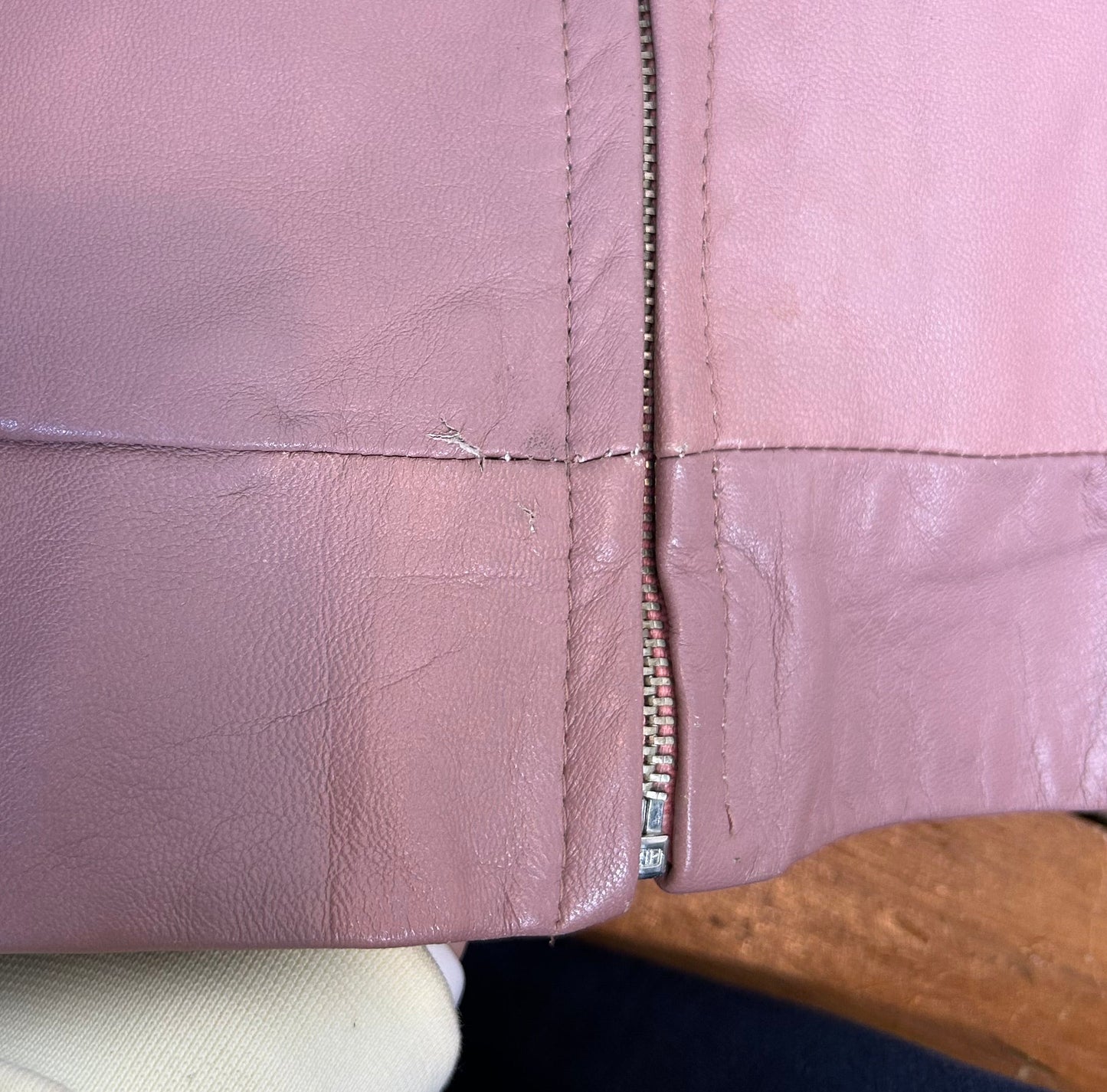 vintage 00s morgan de toi dusty pink leather jacket