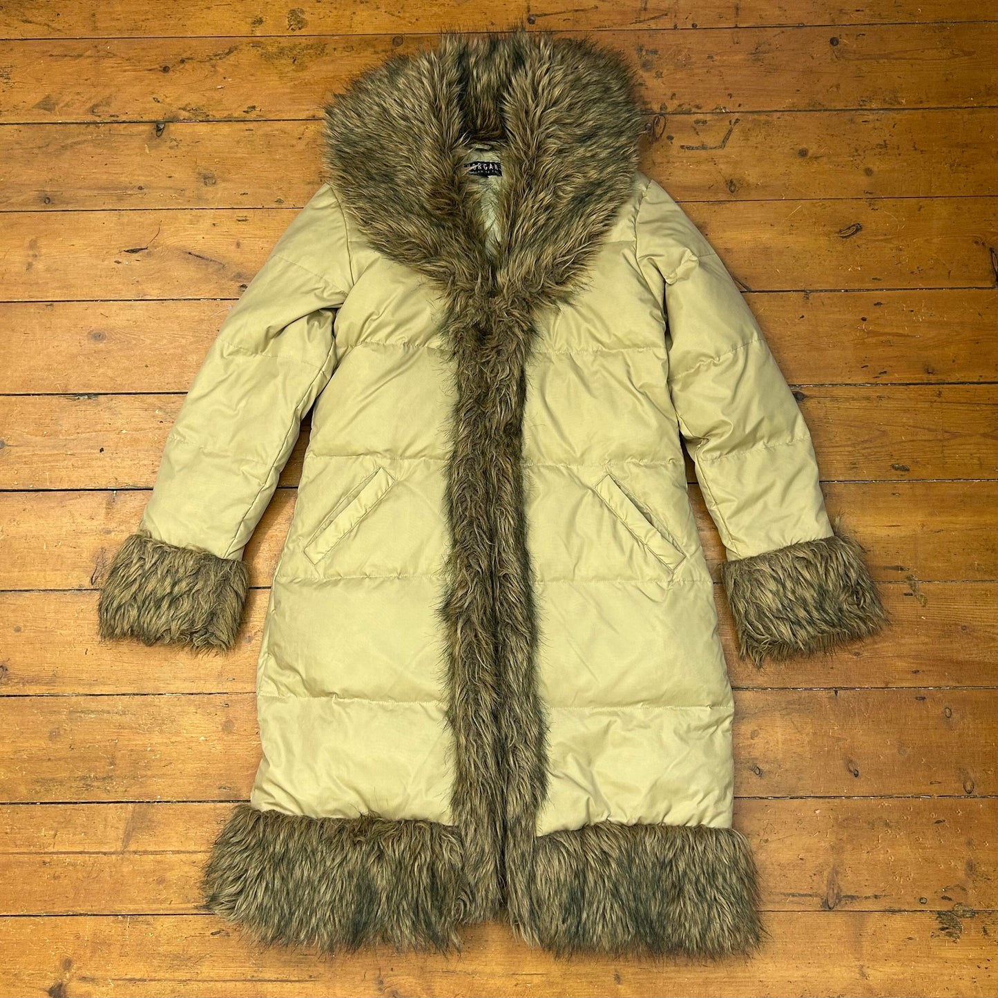vintage 00s Morgan de toi longline faux fur trim coat
