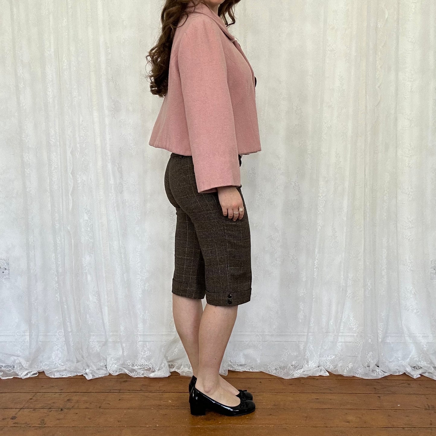 vintage 00s pink button down peacoat