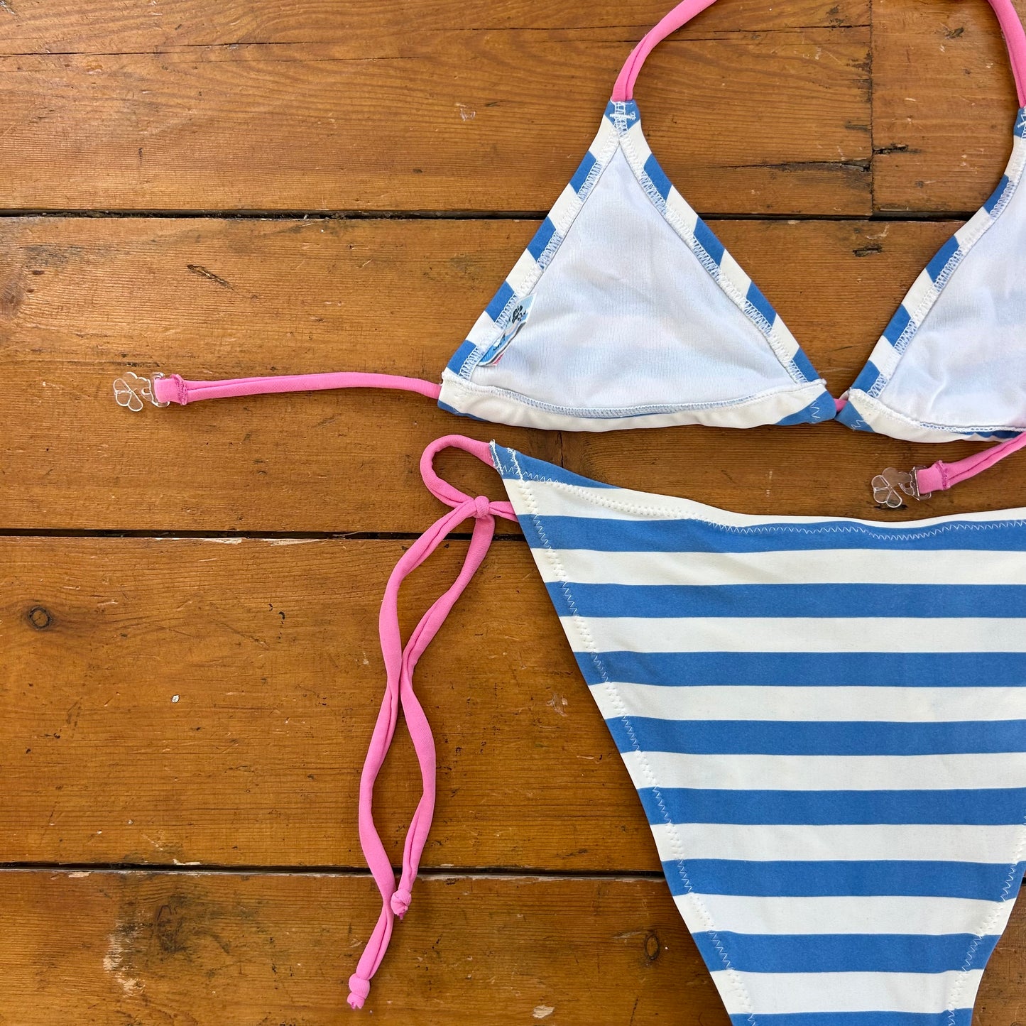 vintage 00s blue striped bikini
