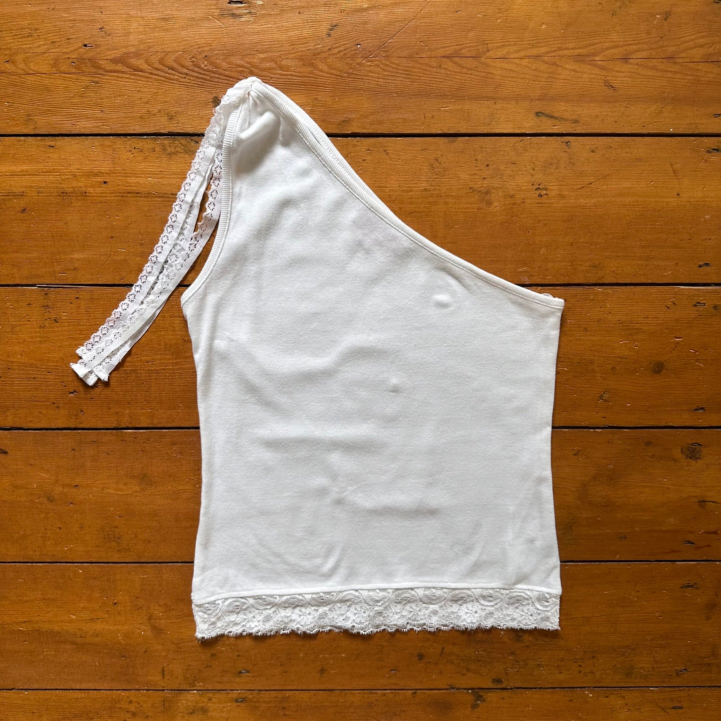 vintage 00s white one shoulder top