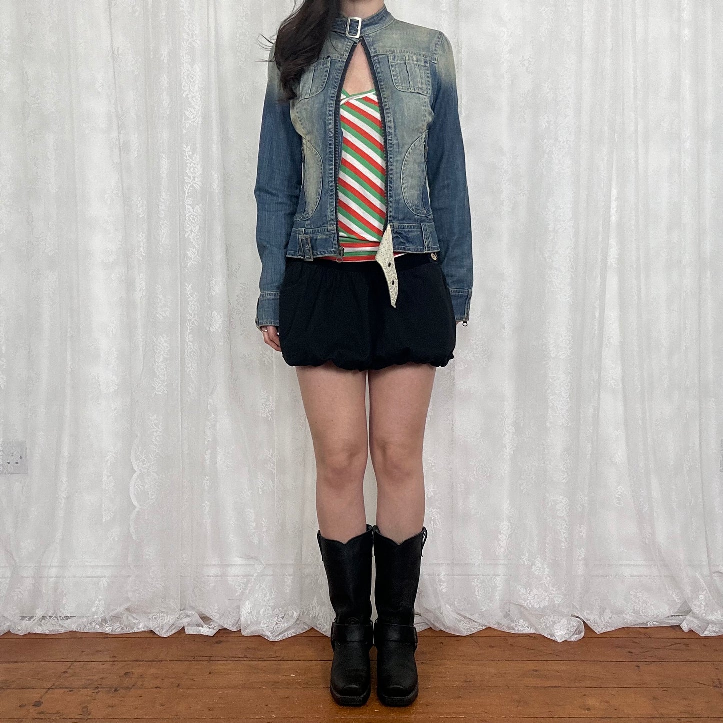 vintage 00s black puffball mini skirt
