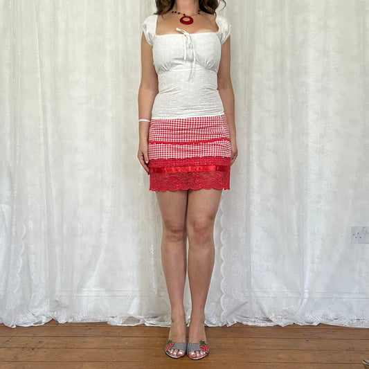 vintage 00s white broderie milkmaid top