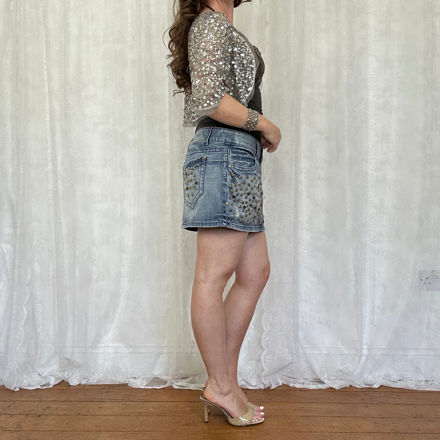 vintage 00s silver sequin bolero shrug