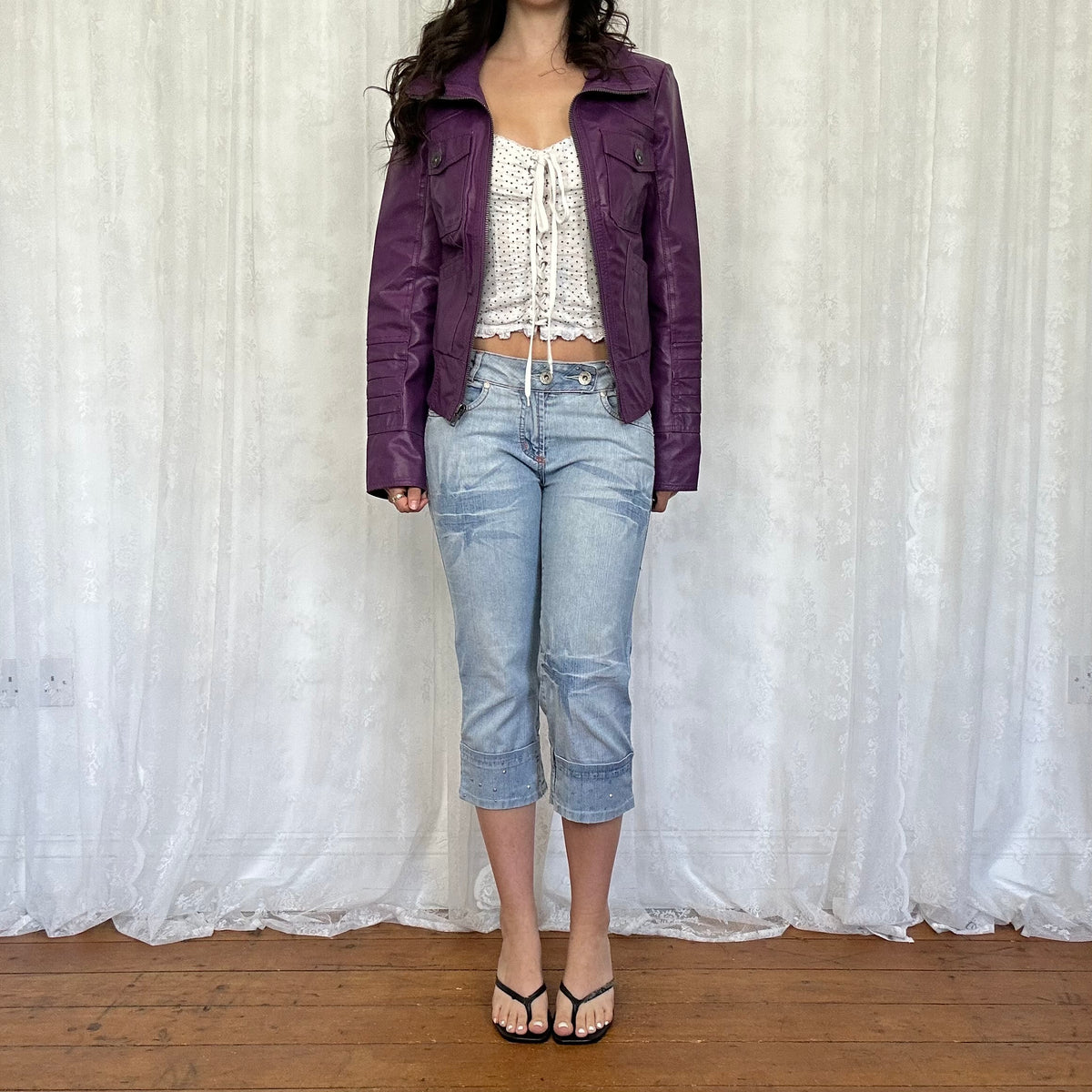 vintage 00s purple leather jacket