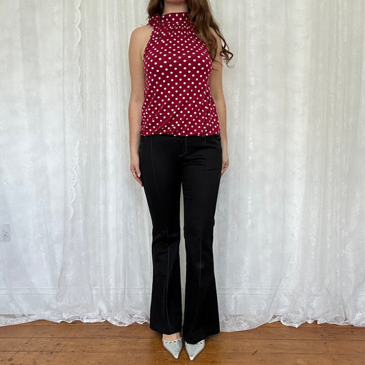 vintage 00s red polka dot high neck top