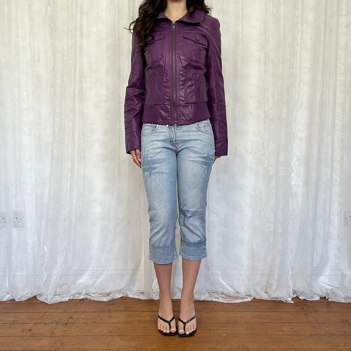 vintage 00s purple leather jacket