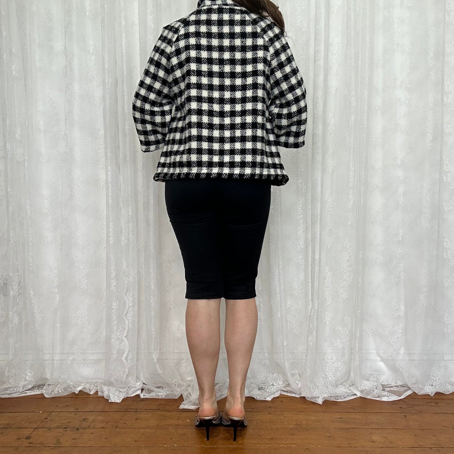 vintage 00s black and white houndstooth jacket