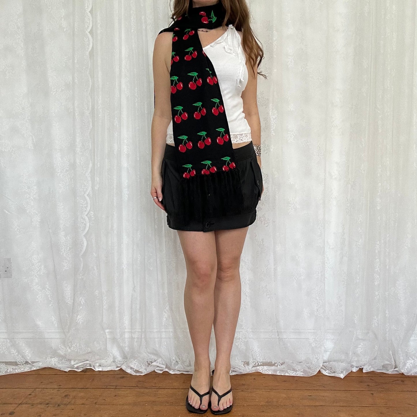 vintage 00s cherry print scarf