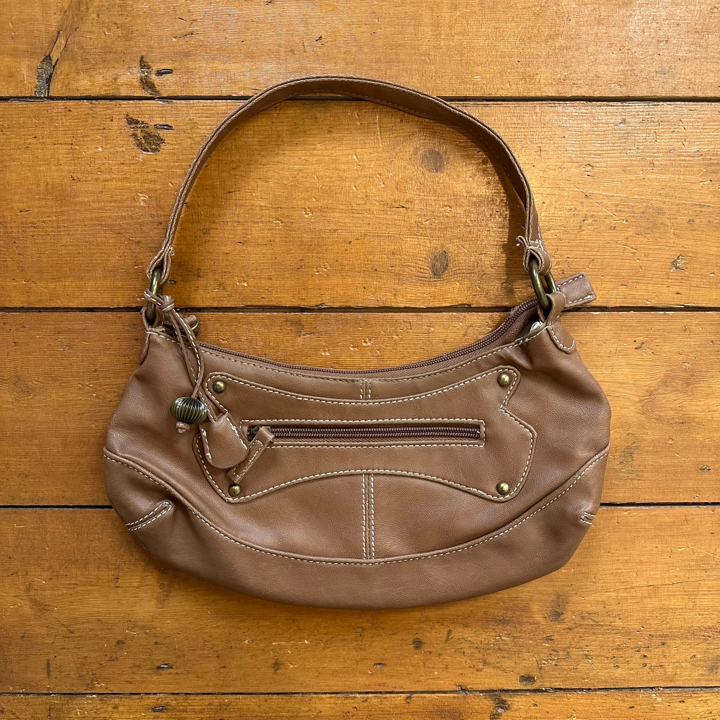 vintage 00s brown faux leather mini handbag