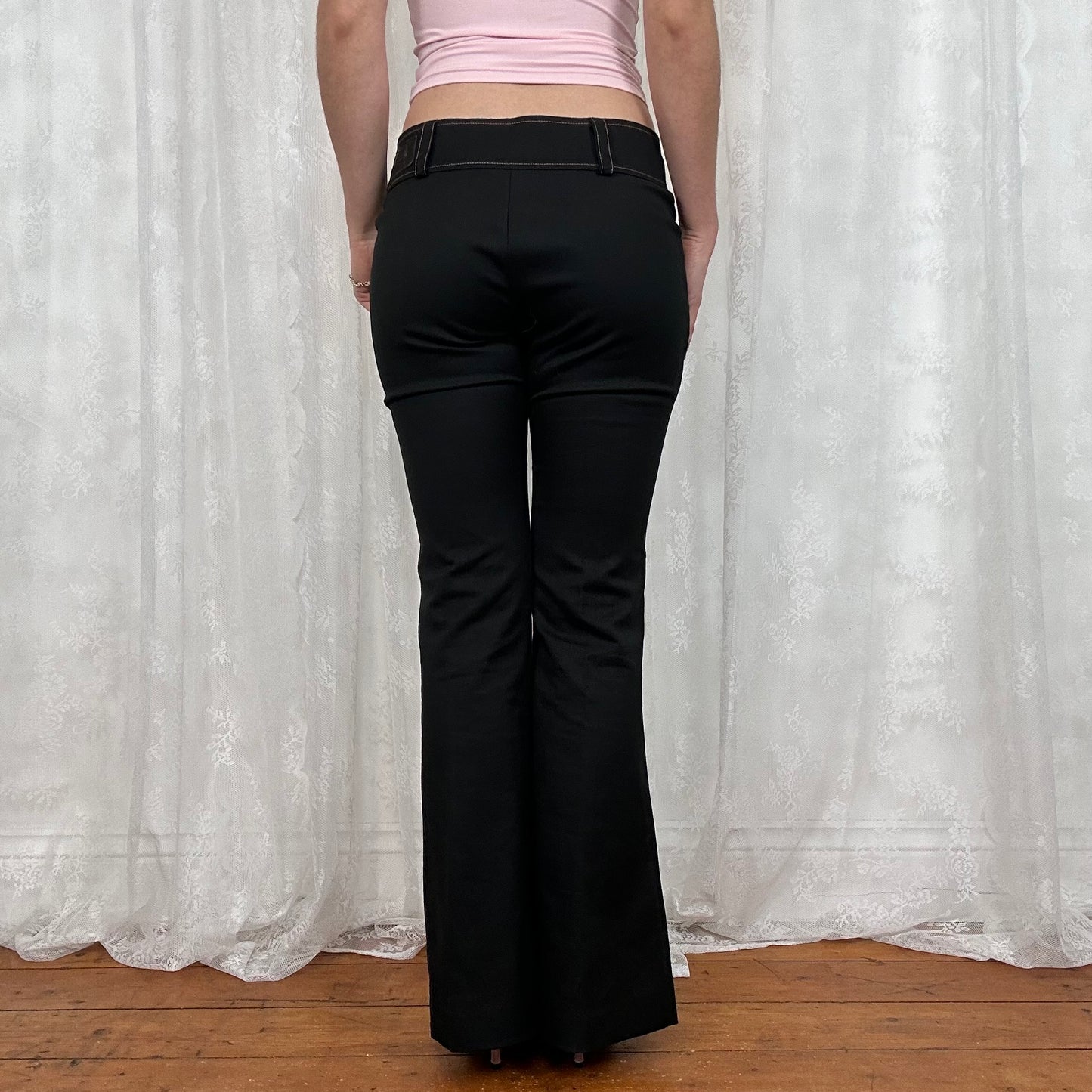 vintage 00s black flared fitted trousers