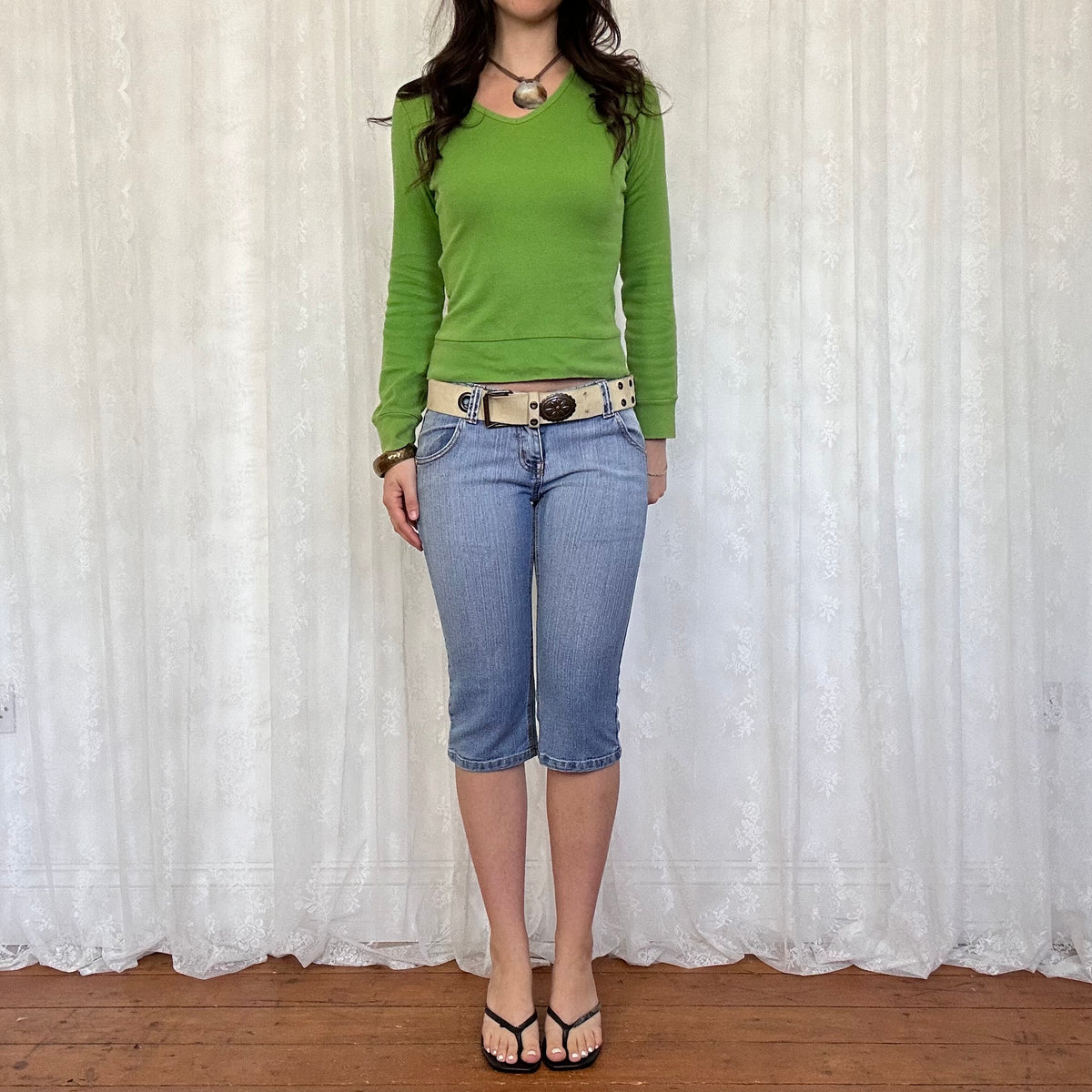 vintage 00s cream suede belt with hardware