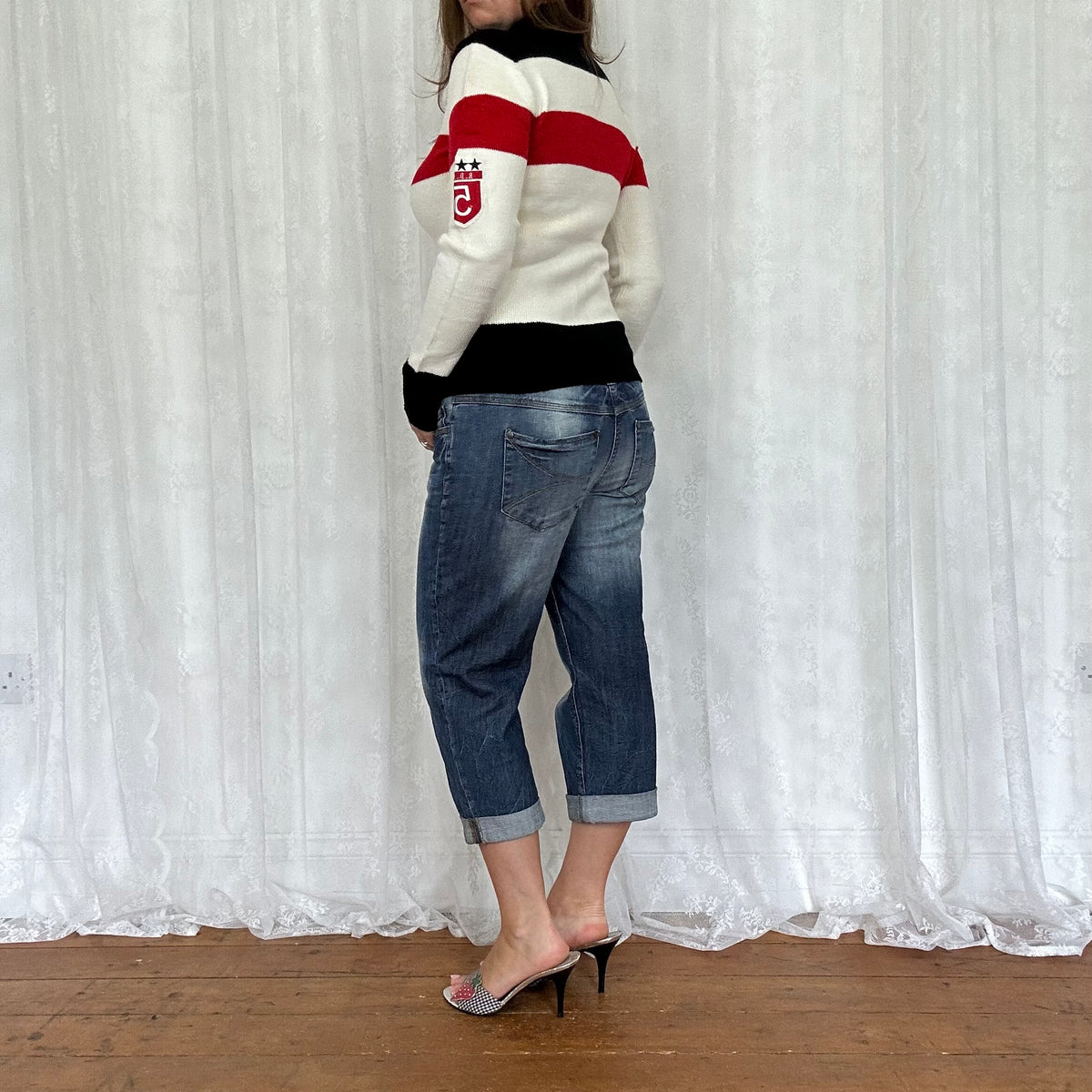 vintage 00s sport style dual zip up knit jumper