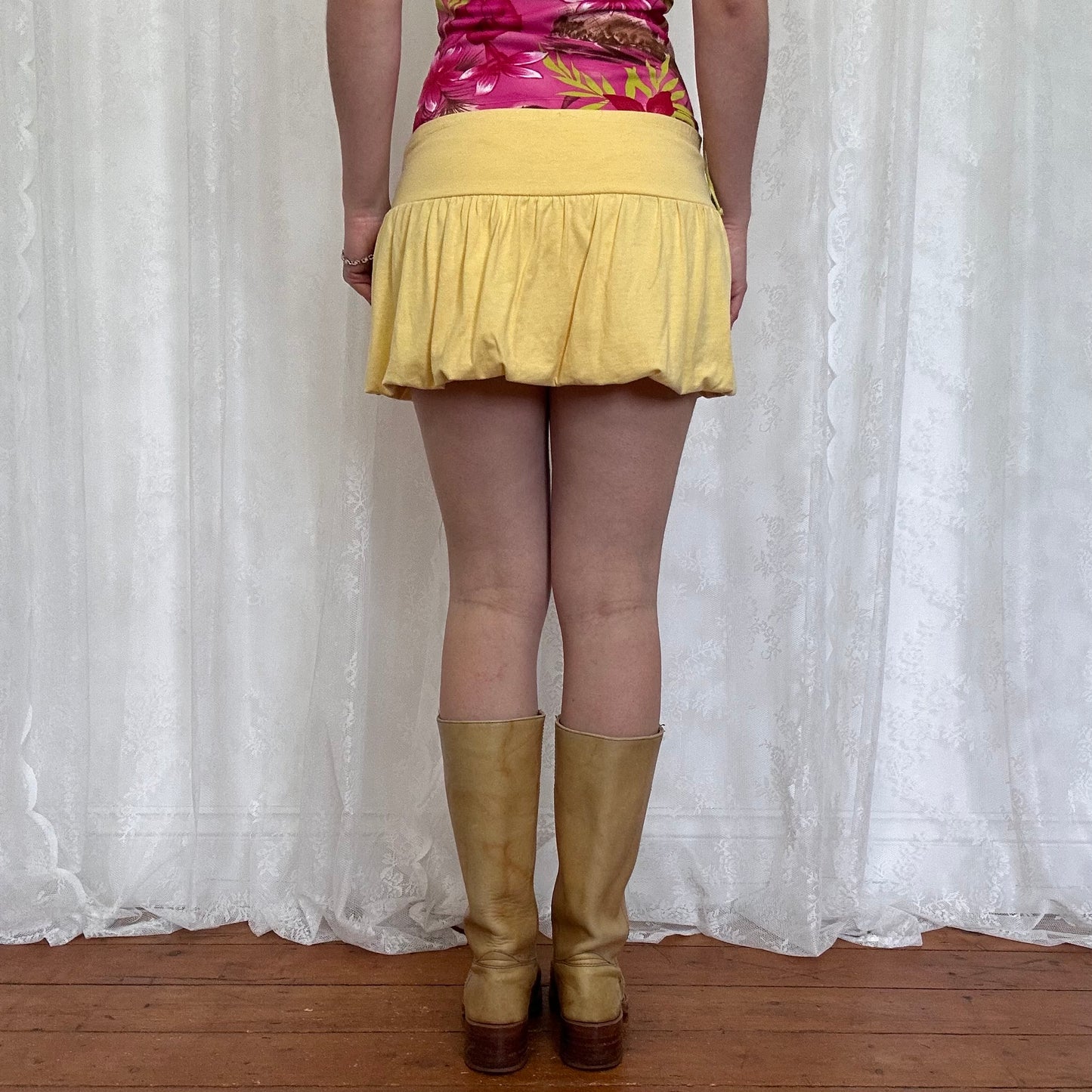 vintage 00s yellow puffball mini skirt