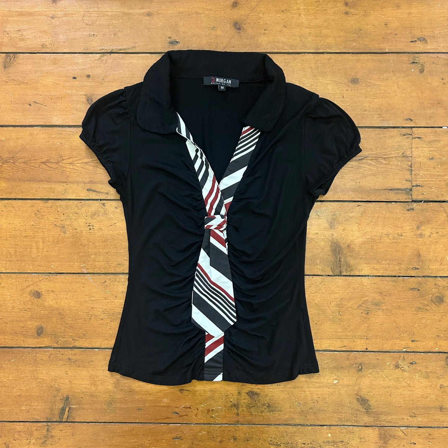 vintage 00s black morgan de toi tie polo top