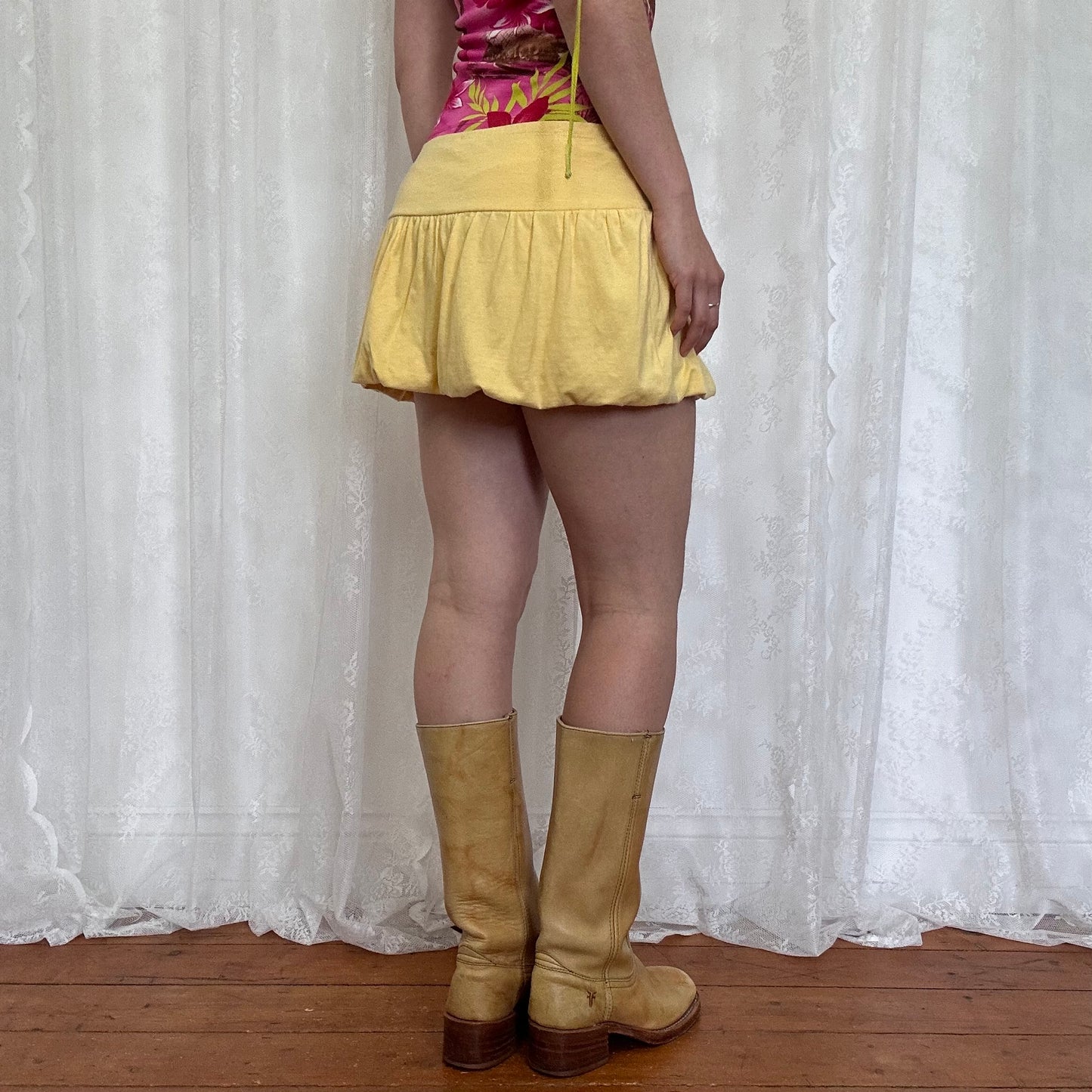 vintage 00s yellow puffball mini skirt