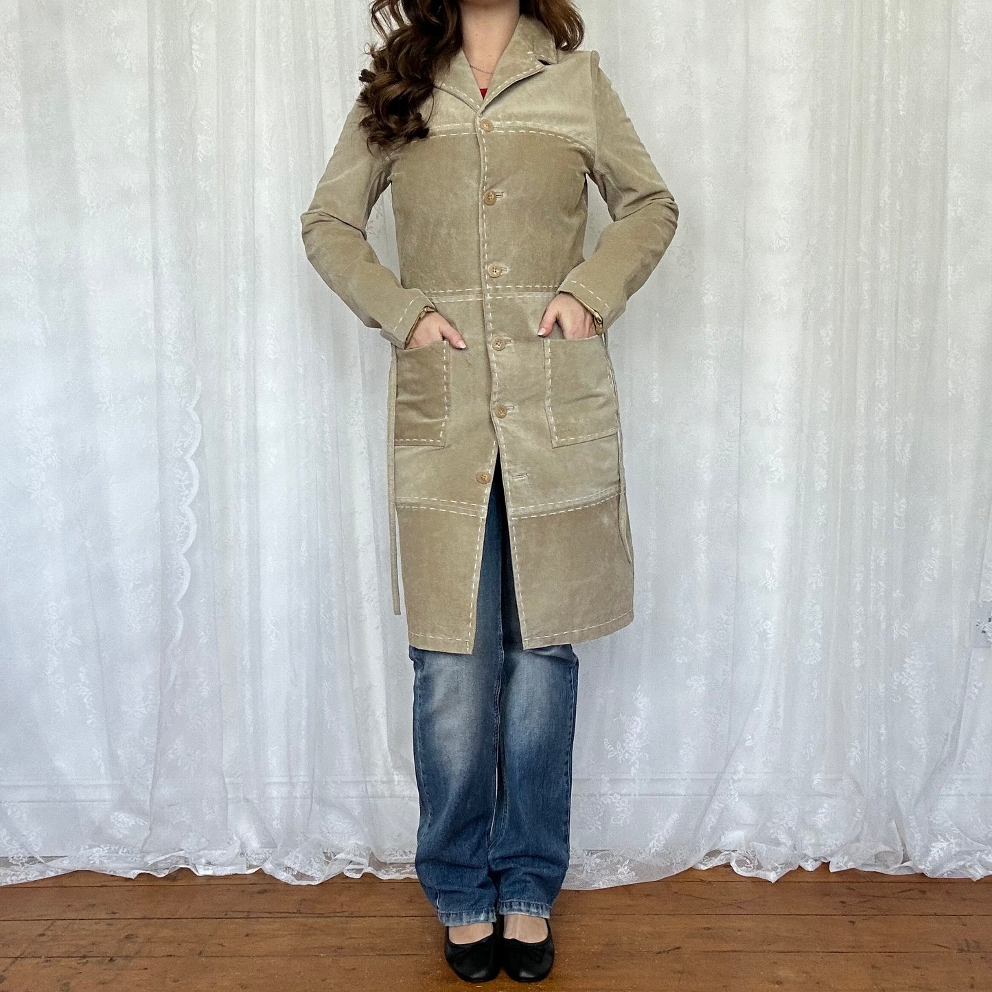 vintage 00s genuine leather long coat