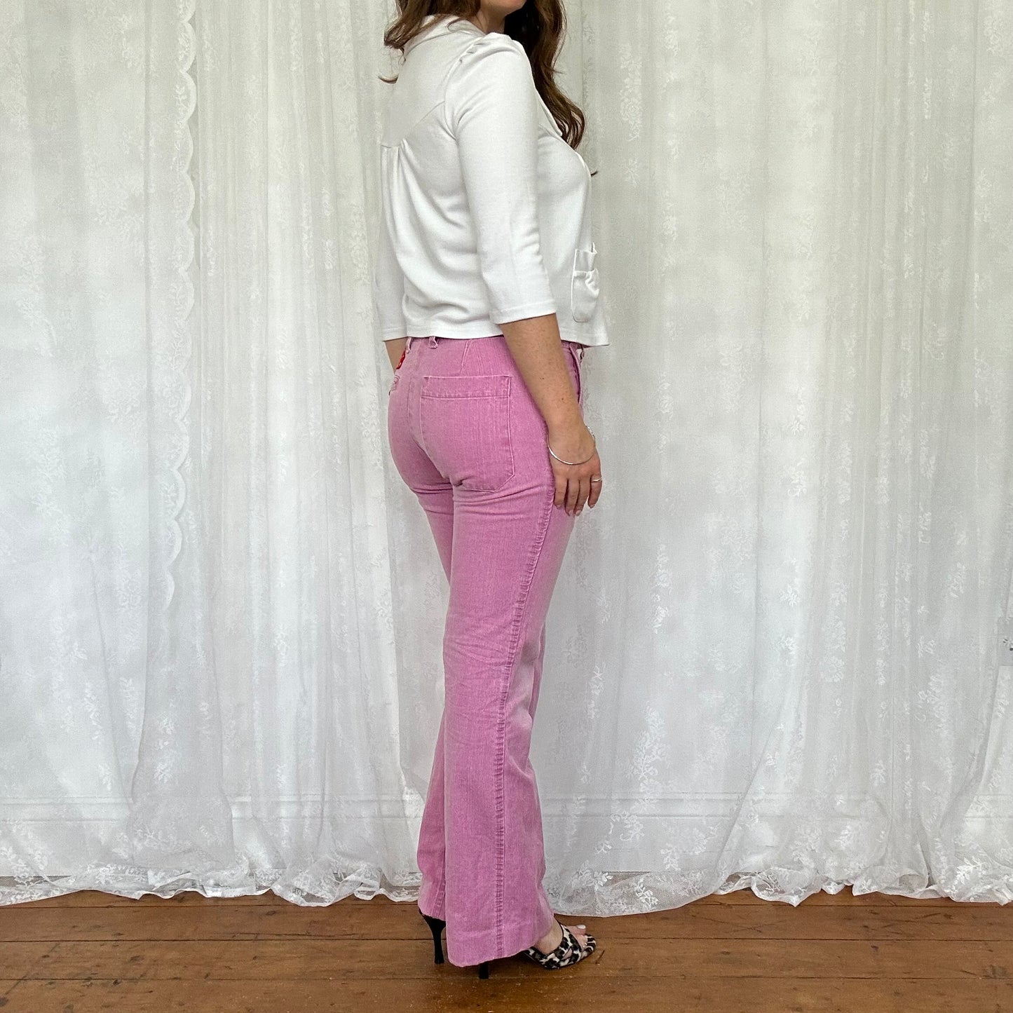 vintage 00s pink mid rise jeans