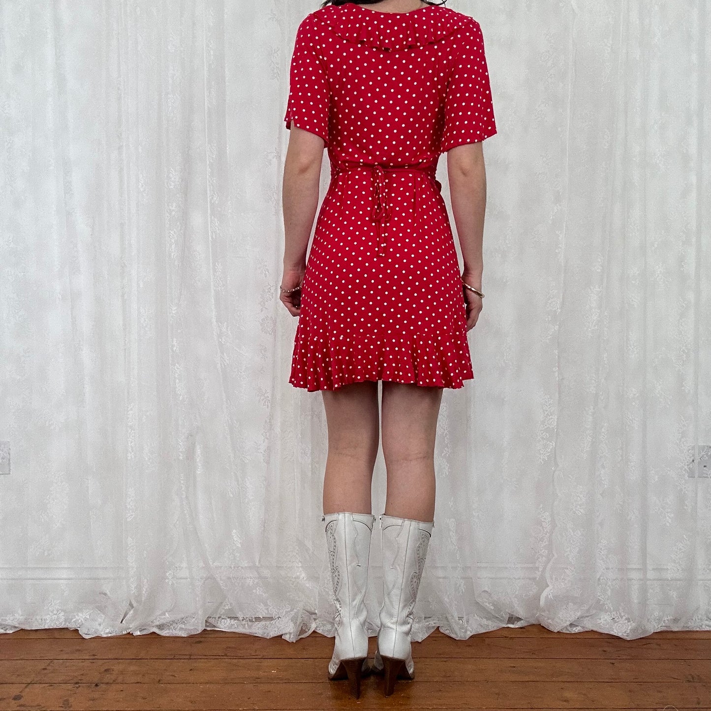 vintage 00s red polka dot wrap dress