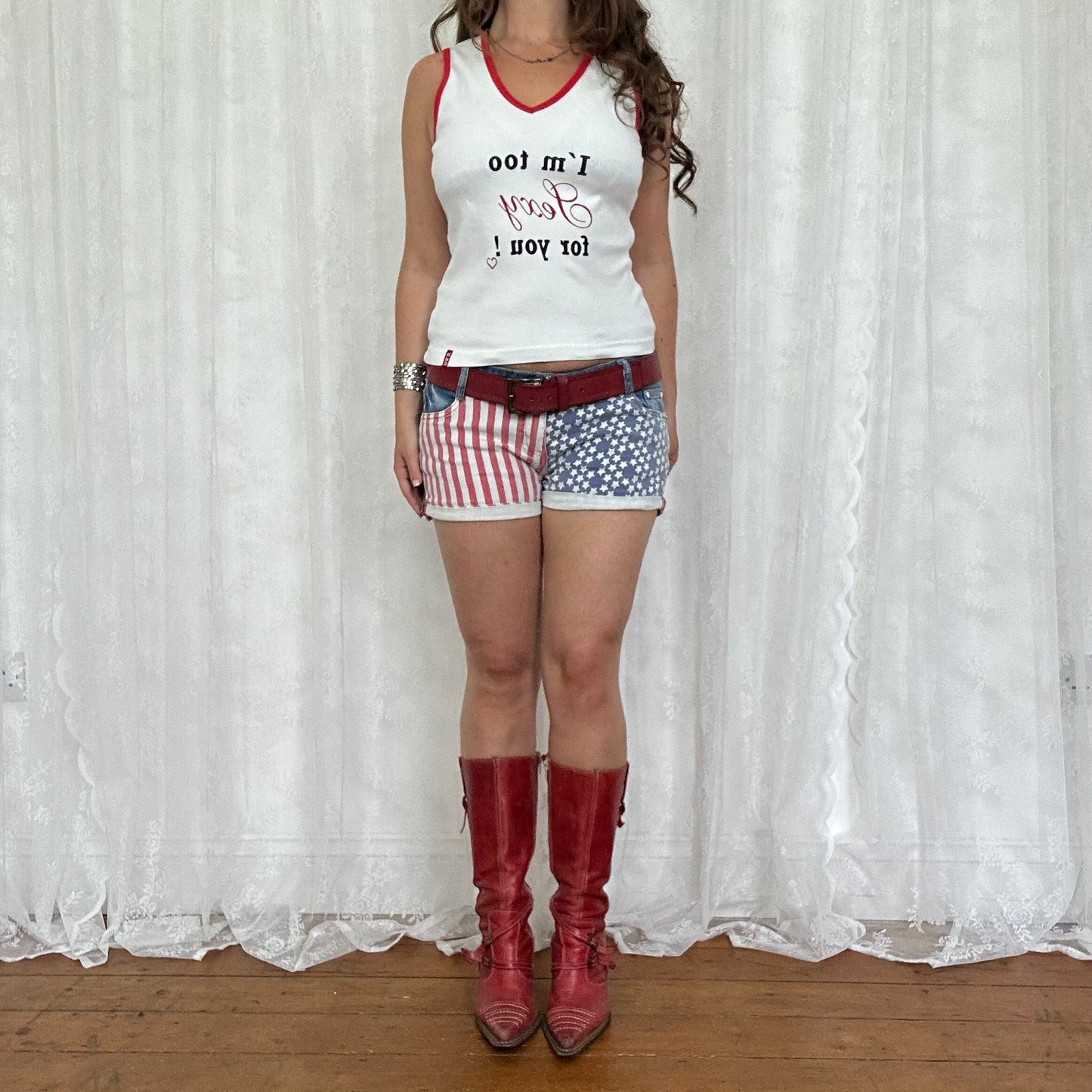 vintage 00s american flag denim shorts
