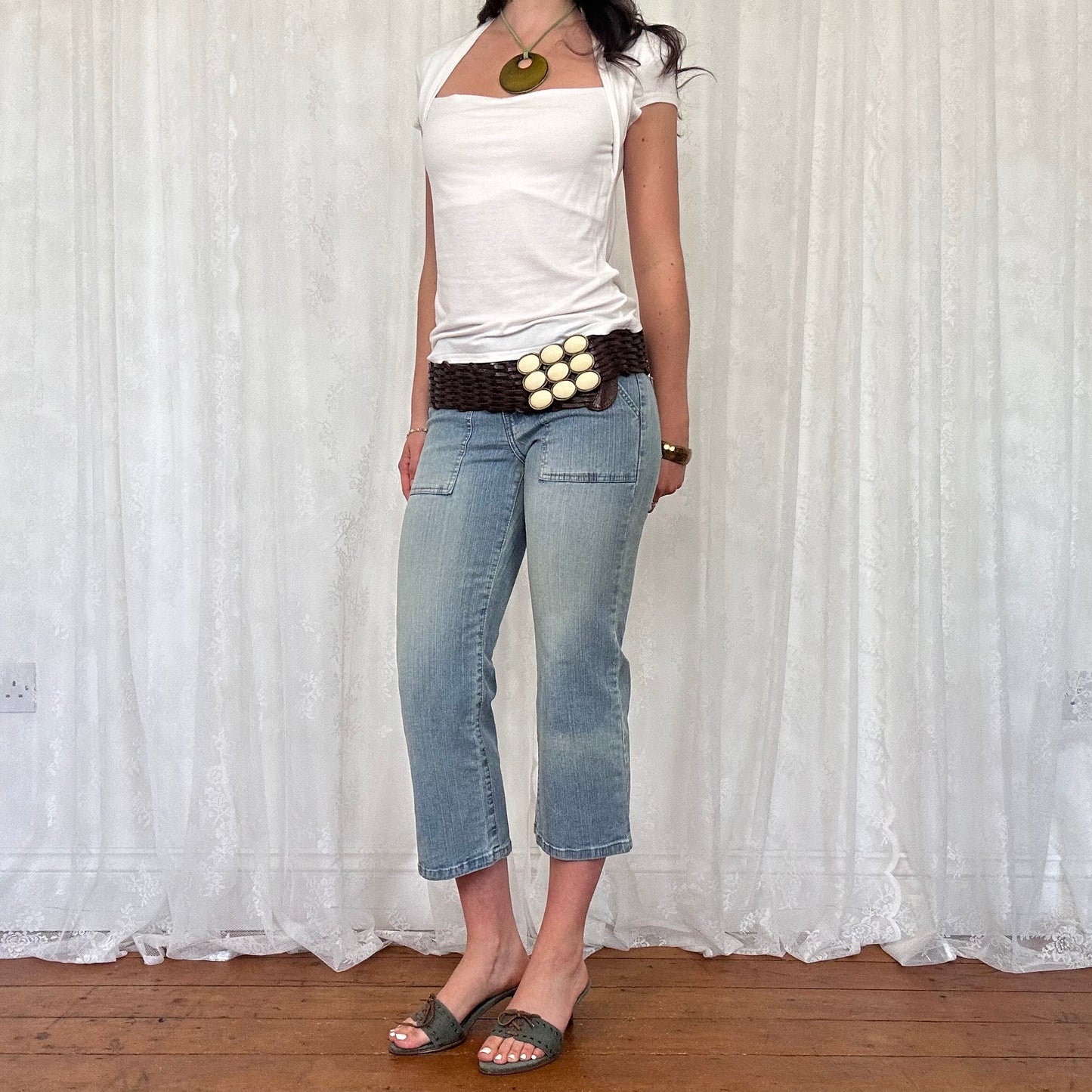 vintage 00s white shrug top