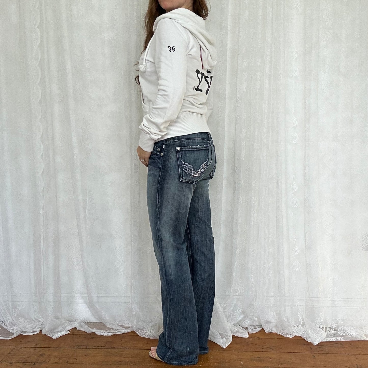 vintage 00s white New York zip up hoodie