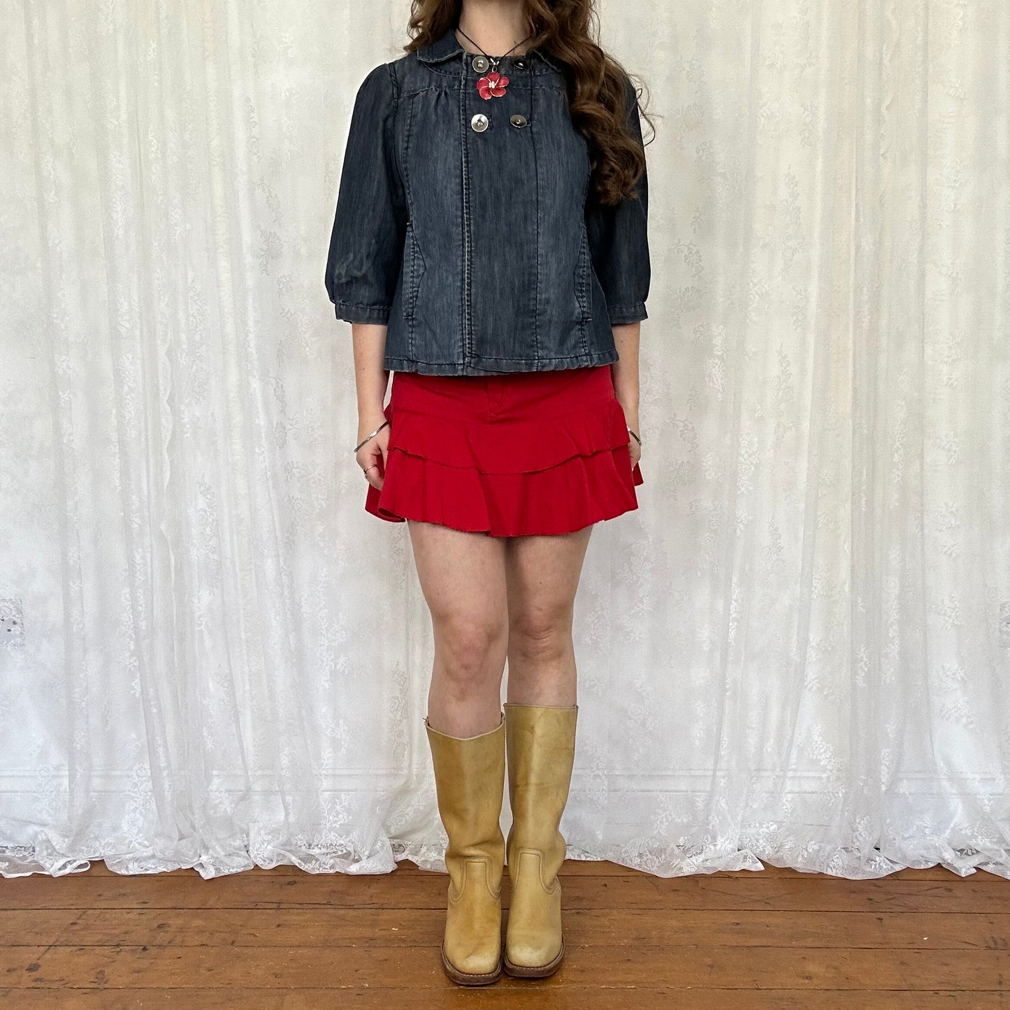vintage 00s navy denim peacoat