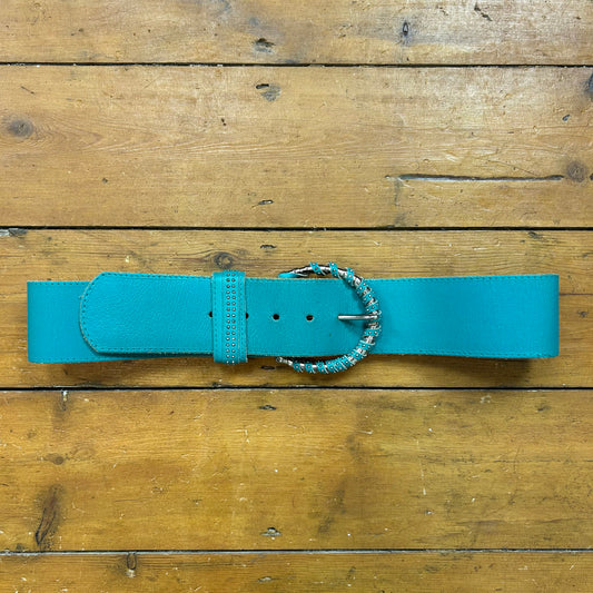 vintage 00s chunky teal blue belt