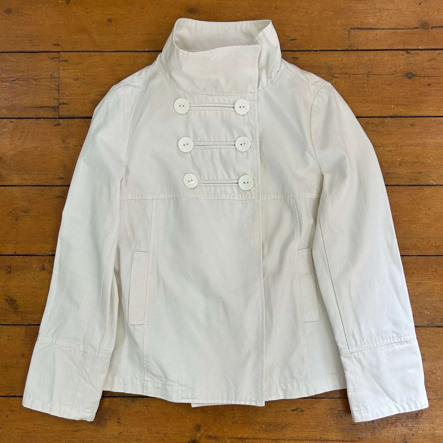 vintage 00s white high collar peacoat