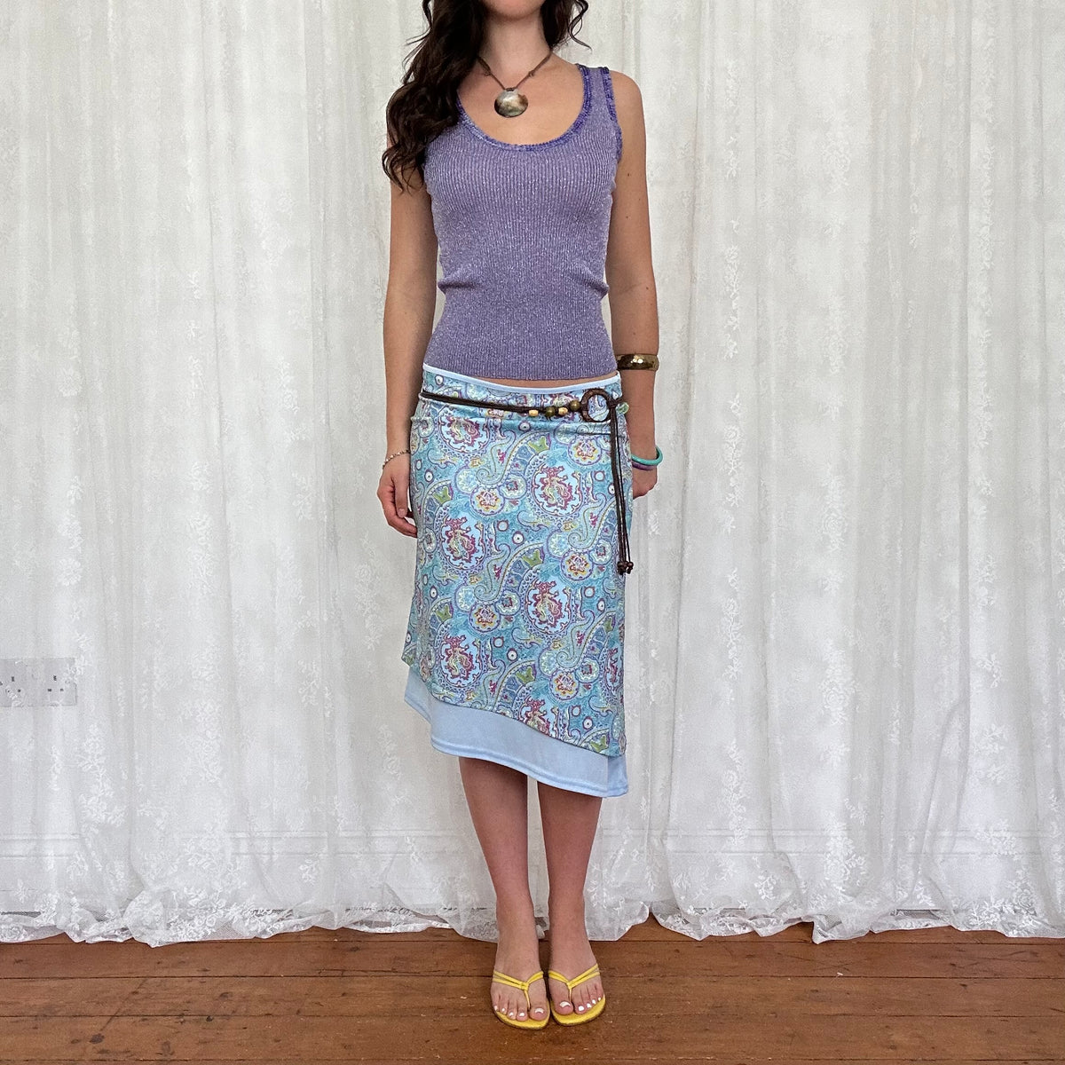 vintage 00s purple metallic sequin trim tank top