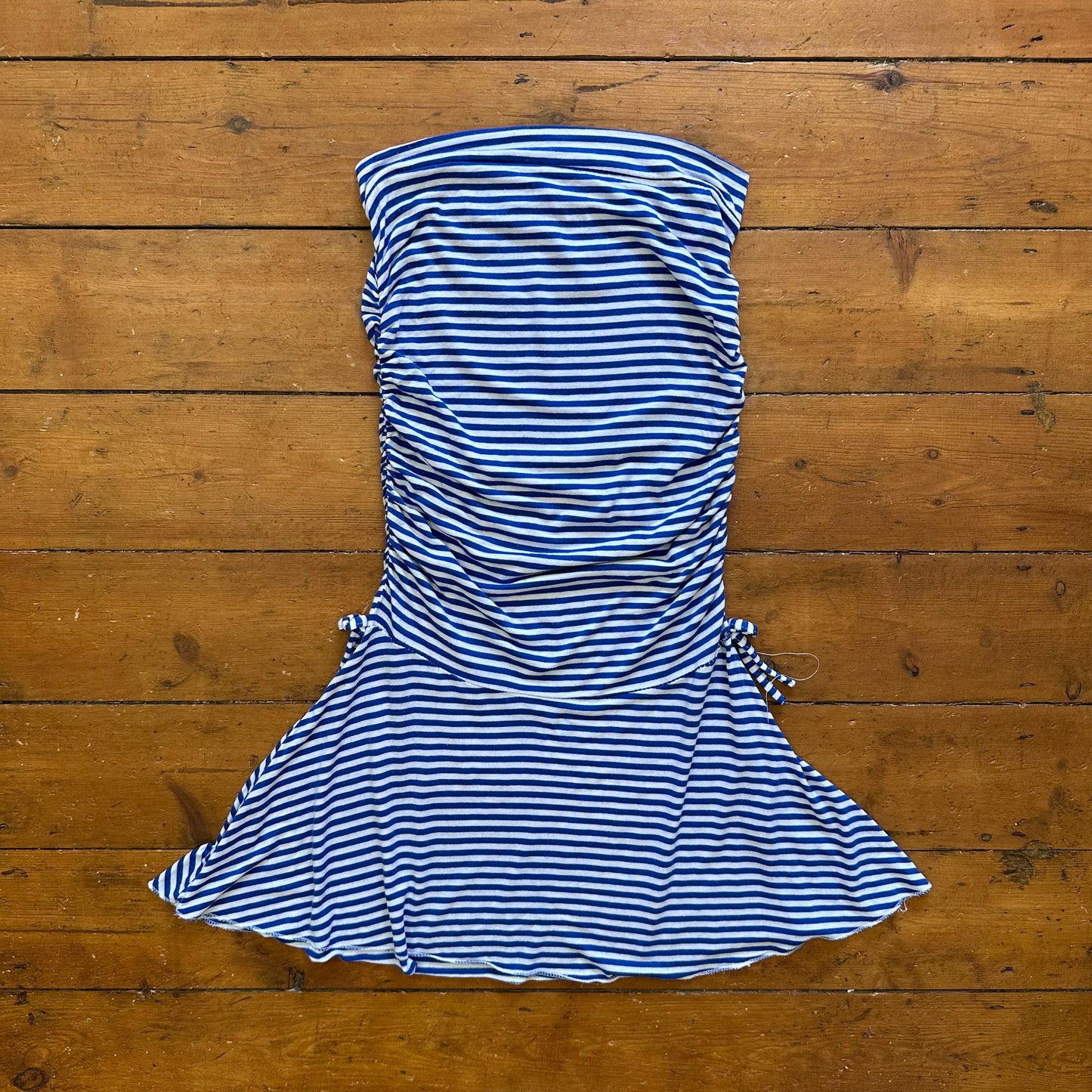 vintage 00s blue and white striped mini dress